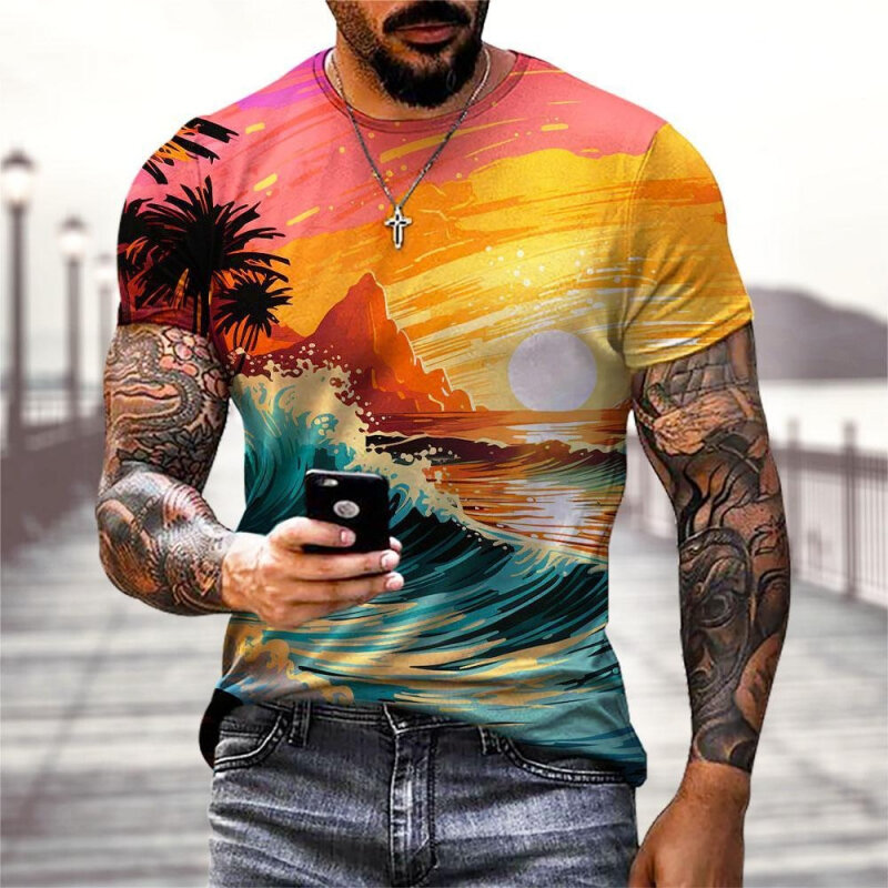 Strand Cool 3d Geprint Heren/Dames/Kinderen Gepersonaliseerde Casual Bedrukte Modieuze Hawaiiaanse T-Shirt Tops