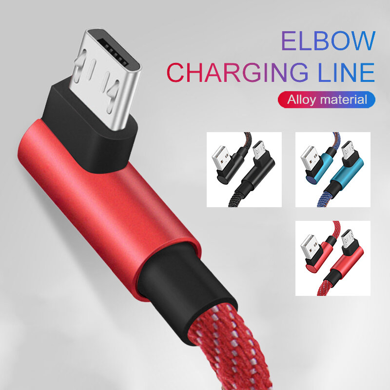 To Micro Cable 3A Quick Charge 90 Degree Angle Line Fast Charging Cable For Accessory Power Adapters