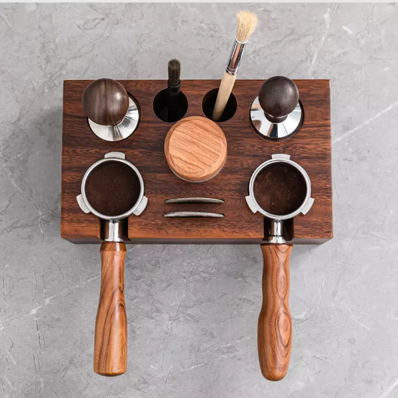 Wooden Stand for Coffee Tamper Mat Coffee Accessories Organizer Tamping Station Barista Cafe Accessories Tamp Base Holder Wood