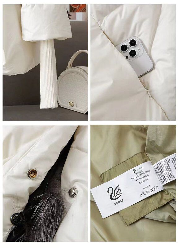 2023 겨울 가장 인기있는 다운 재킷, 따뜻한 코트, 진짜 다운 재킷, 여성 모피 코트, 한국 버전 가죽 재킷
