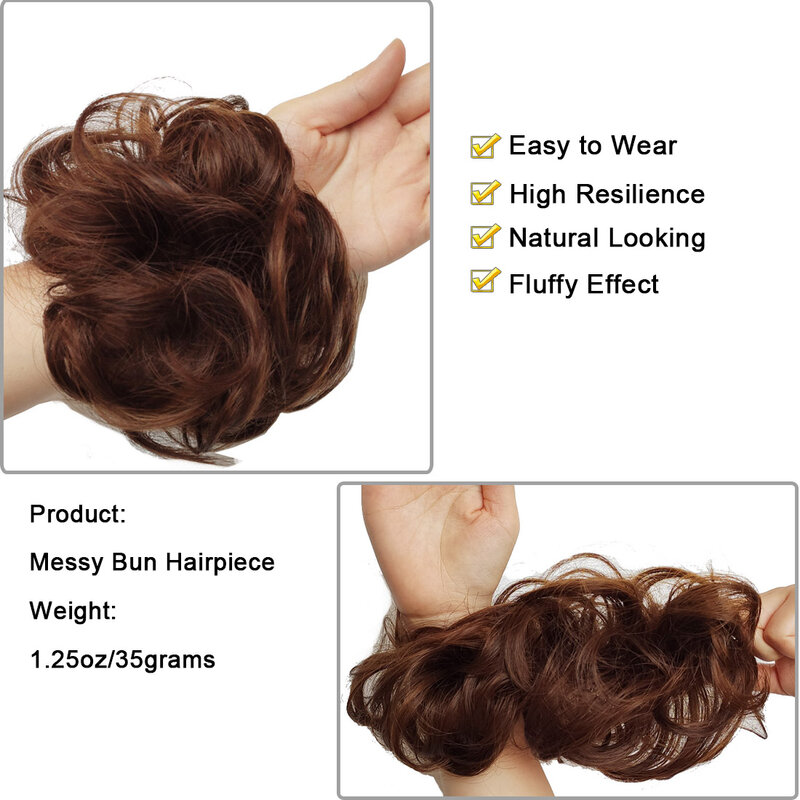 Zolin Synthetic Messy Curly Hair Bun Scrunchie Chignon Donut Elastic Rope Rubber Band Hair Bun Pad Updos Hairpiece