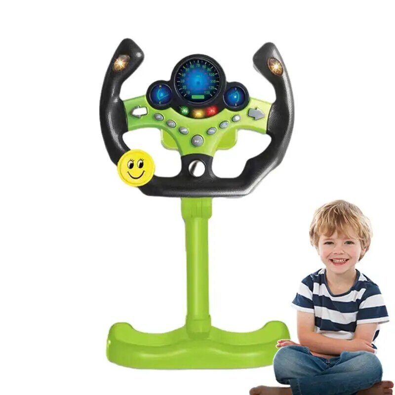 Mainan mengemudi simulasi, mainan roda kemudi simulasi bersinar untuk bayi, mainan musik pendidikan kereta dorong elektronik, mainan vokal berkendara