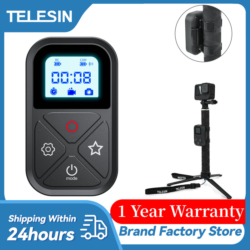 TELESIN-mando a distancia T10 para GoPro Hero 12, 11, 10, 9, con banda para la muñeca, 80M, inalámbrico, inteligente, accesorios