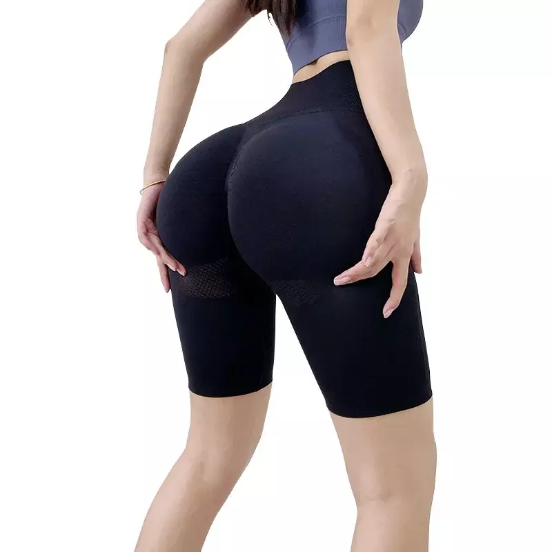 Pantaloni da Yoga a cinque punti con anca color pesca senza cuciture per celebrità Online pantaloni da Fitness per l'anca elastici a vita alta