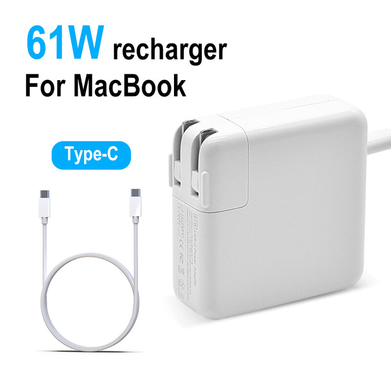 For MacBook Pro Charger USB C 61W for MacBook Air Compatible with iPad Pro 12.9/11 Inch HP Lenovo, 2M USB C to C Charging Cable
