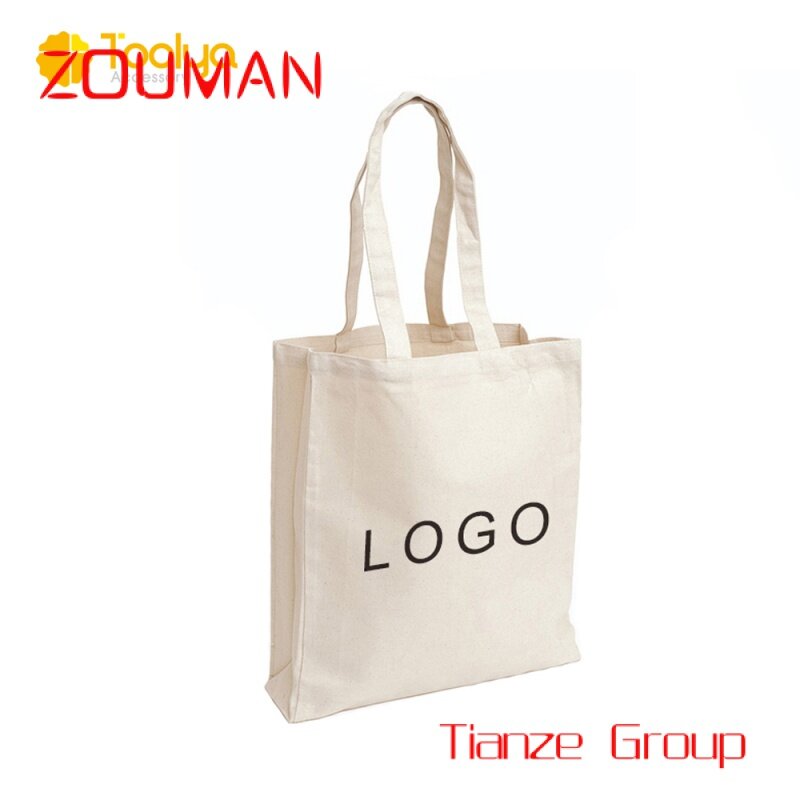 Bolso de mano de lona de algodón orgánico Calico con logotipo personalizado impreso promocional