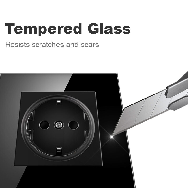 JHJCH wand kristall glas panel steckdose stecker wurde geerdet, 16a Europäischen standard steckdose 86mm * 86mm
