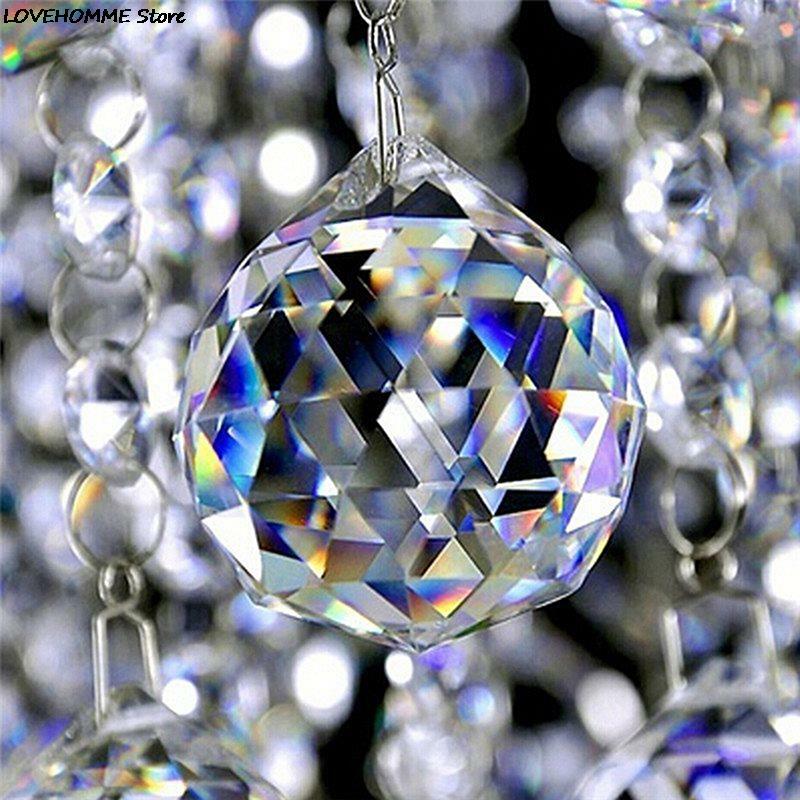 Bola de iluminación de cristal transparente colgante, prismas DIY, cortina colgante, candelabro, decoración de bola facetada de cristal, 20mm, 30mm, 40mm, 1pc