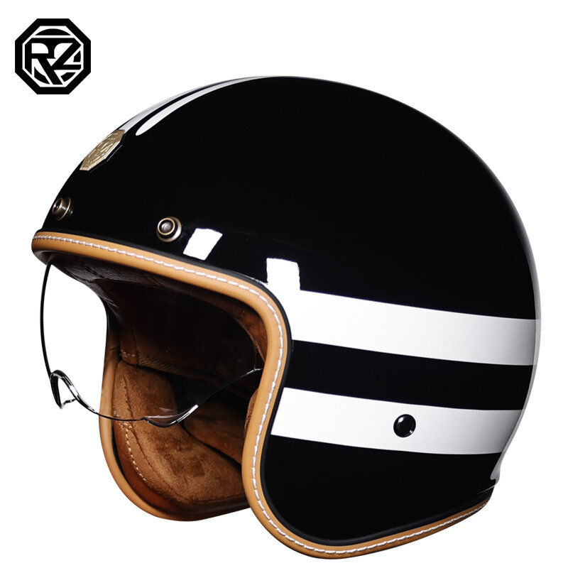 Open Face Half Moto Motorcycle Helmet vintage Motorbike Vespa capacete Chopper Bike BLACK