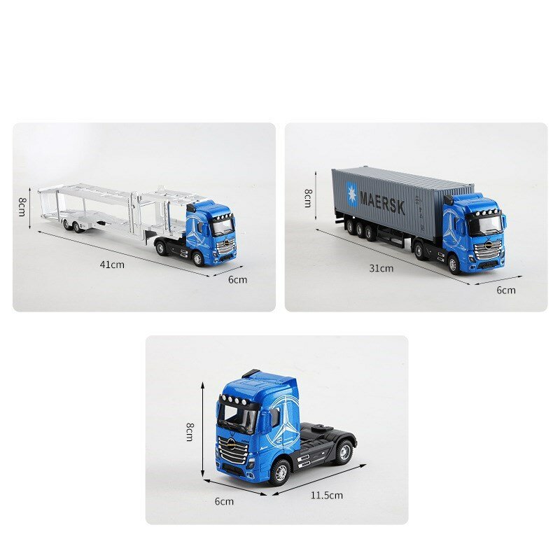 1：50 Large Die-cast Alloy Car Model Children Container Truck Toy Simulation Pull Back Sound Light Transport Vehicle Boy Toy Gift