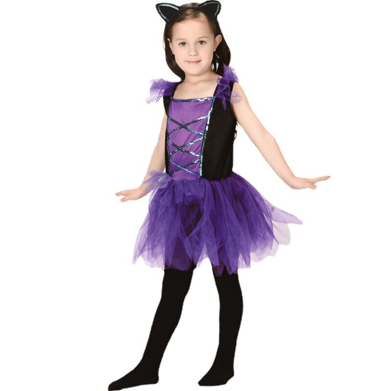 Ballet Cat infantil Princesa Vestido, Fantasia Cosplay Halloween, Festa de Palco, Roupa Festival, Fofa Moda, Doce Dança, Fofa