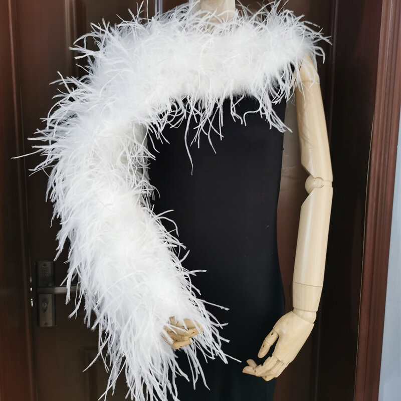 Fashion baru wanita musim dingin seksi 100% bulu burung unta asli lengan panjang satu bahu 60cm pesta perjamuan bulu asli