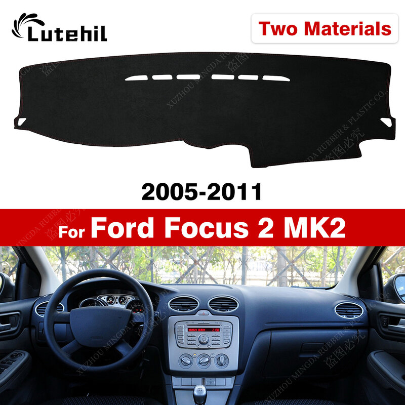 Tampa do painel do carro para Ford Focus 2, MK2, 2005, 2006, 2007, 2008, 2009, 2010, 2011, tapete do traço, tapetes Anti-UV, acessórios do carro