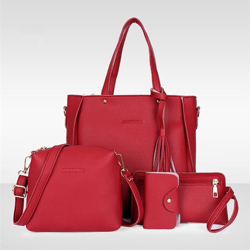 Bolsa de ombro de quatro peças para mulheres, bolsa mensageiro, carteira, meninas de luxo, nova moda