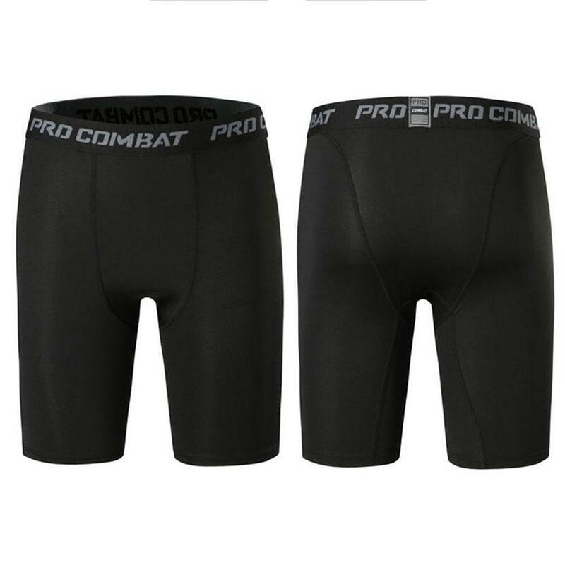 Male Fitness Quick-Drying Tight Shorts Elastic Compression Leggings Training Pants Men Running Shorts Black Gray Plus Size