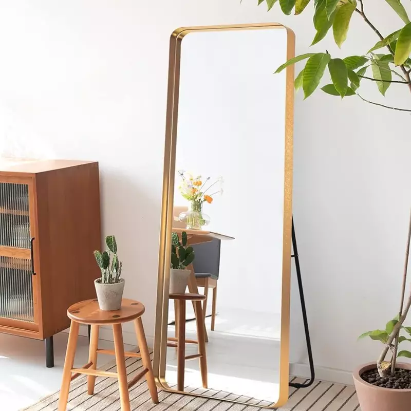 Full Length Mirror, Wall Mirror Aluminum Alloy Thin Frame Hanging or Leaning Against Wall Dressing Mirror Large Rectangle Mirror