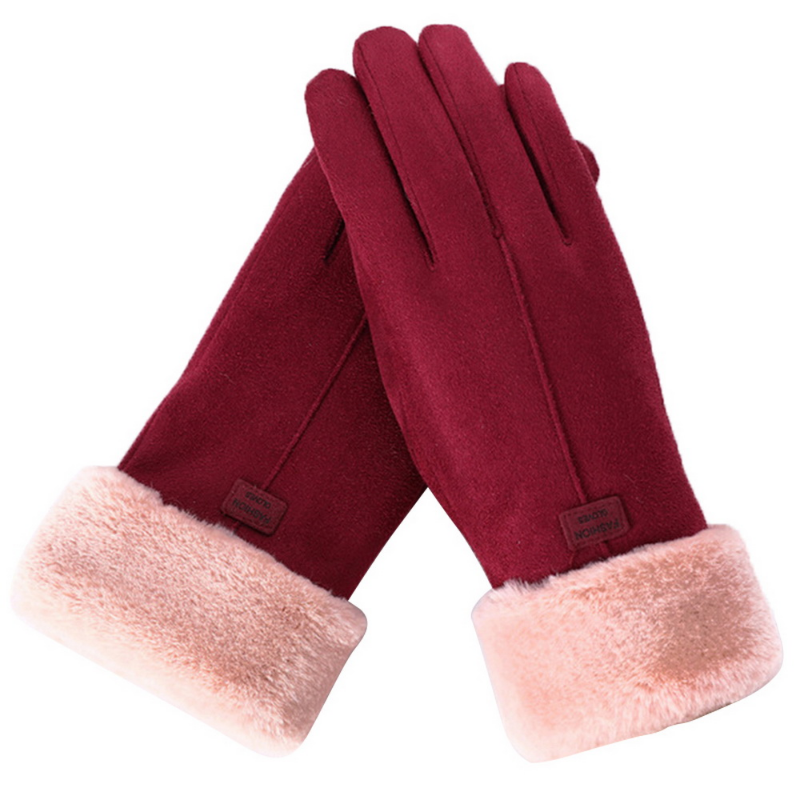 2022 Nieuwe Mode Vrouwen Handschoenen Herfst Winter Schattige Harige Warme Wanten Volledige Vinger Wanten Vrouwen Outdoor Sport Vrouwelijke Handschoenen Scherm
