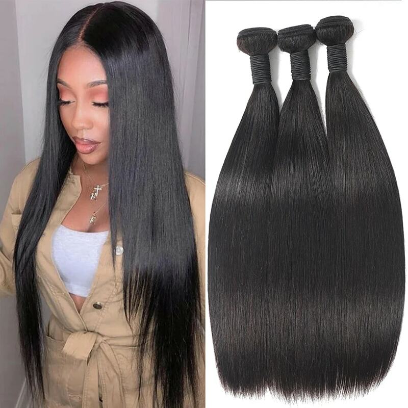 Straight Human Hair Bundles 1/3/4 Pieces 100% Brazilian Remy Human Hair Extensions For Women On Sale 30 Inch Vendors Wholesale