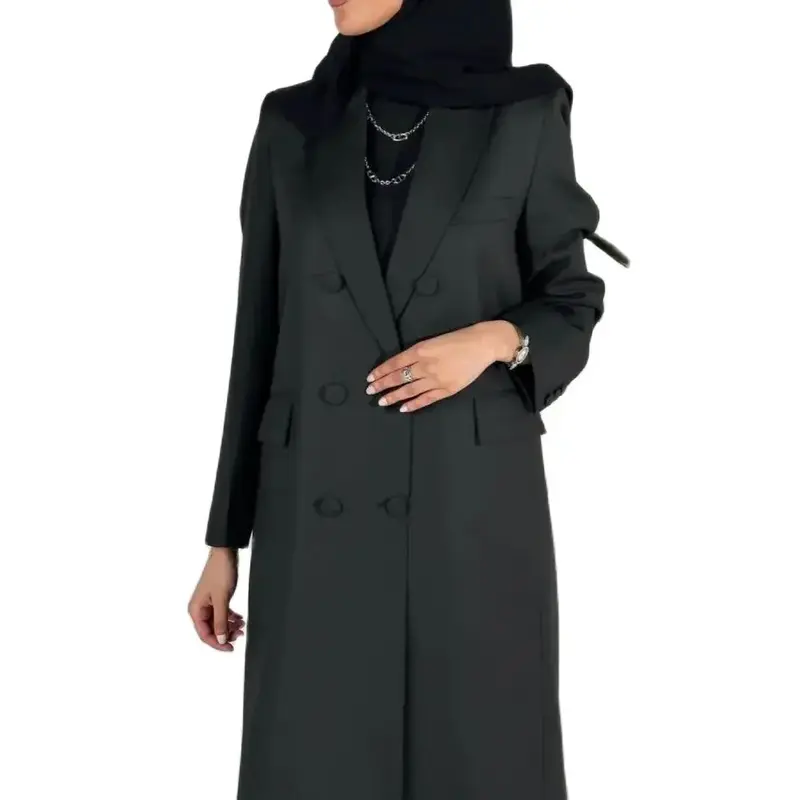 Женский блейзер с отложным воротником, черная летняя модная длинная блейзер для выпускного вечера, свадебное пальто, новая верхняя одежда, двубортная куртка