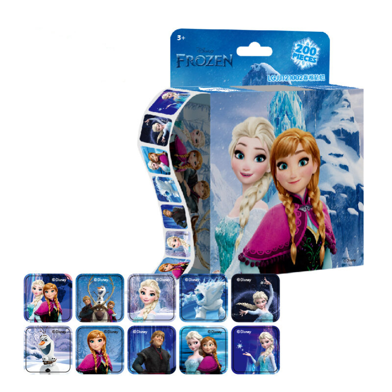 200 Lakens/Doos Disney Cartoon Trekken Stickers Prinses Frozen Mickey Mouse Minnie Sticker Meisje Jongen Leraar Beloning Speelgoed Cadeau