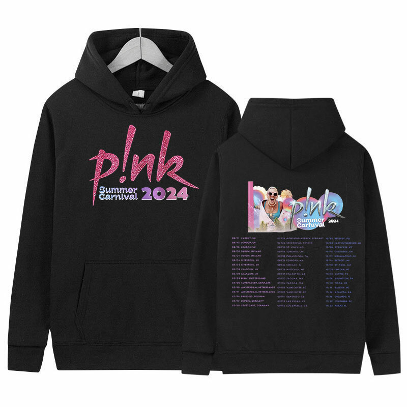 2024 p! nk rosa Sommer Karneval Tour Album Hoodie Männer Frauen Hip Hop Mode übergroße Sweatshirt Vintage Harajuku Pullover Kapuze