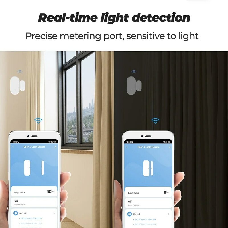 Tuya Smart Zigbee Wifi 2 in 1 Magnetic Window Door Sensor Light Sensor Lighting Detector Work With Smart Life Alexa Google Home
