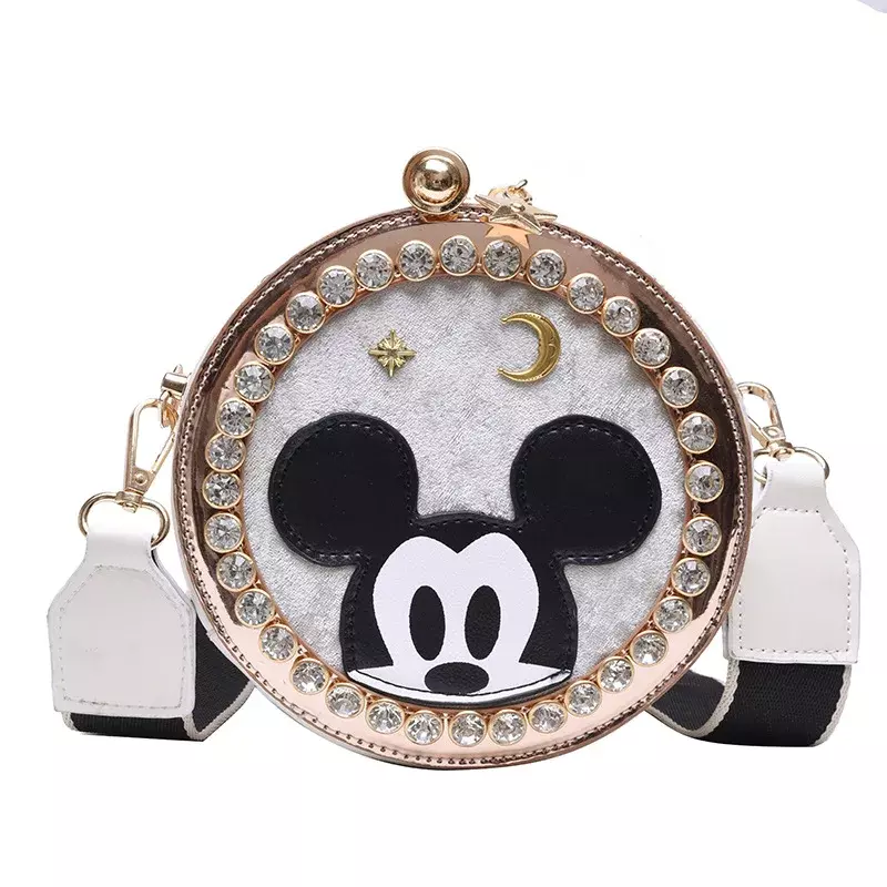 Disney spring ins rivet diamond bag Mickey mouse bag donna new fashion wild shoulder messenger bag piccola borsa rotonda