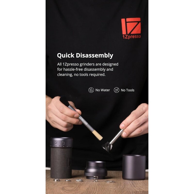 1Zpresso J-Ultra ręczny młynek do kawy żelazo szare, stożkowe zadziory, składany uchwyt, magnes uchwytu kubek o pojemności 40g, regulacja numeryczna