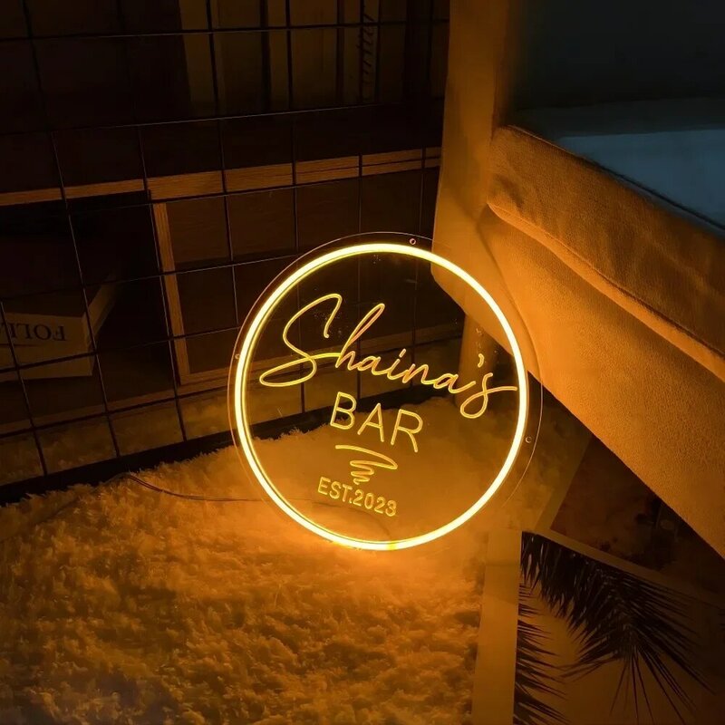 Shaina‘s Bar Neon Carve Sign Personality Neon Lights For Bars Decoration Personalized Gift To Friends 12 Colors Customizable