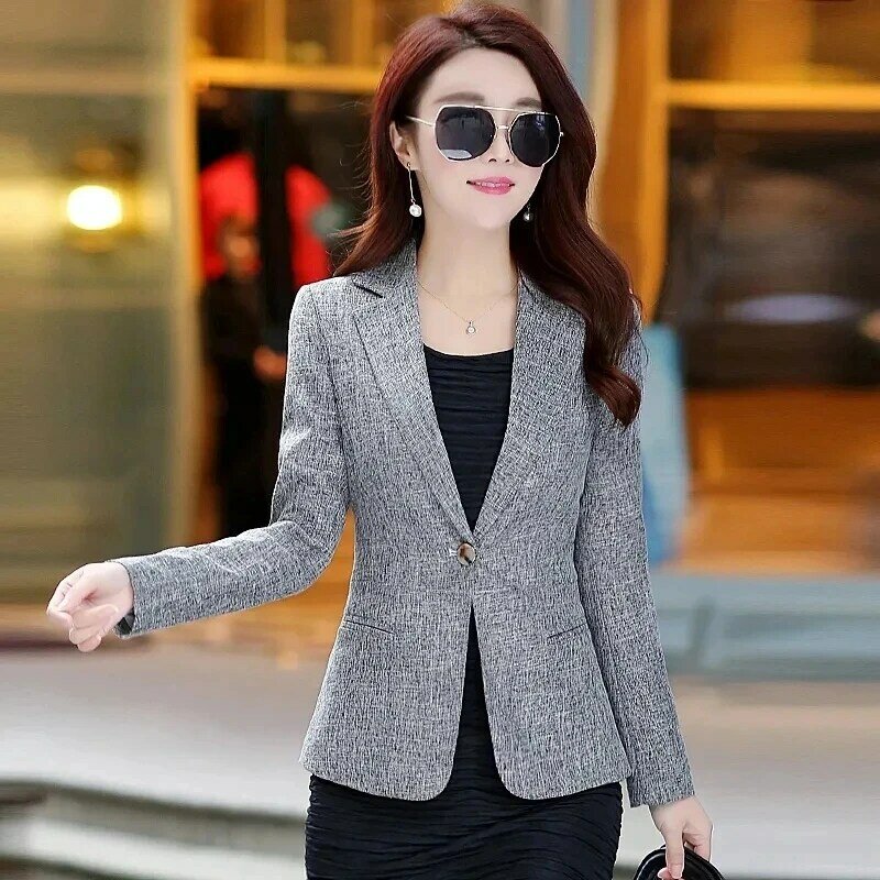 Women's Korean Short Suit Coat 2024 Autumn Self Cultivation Ladies Blazer Jacket Long Sleeve Temperament Leisure Lady Outerwear