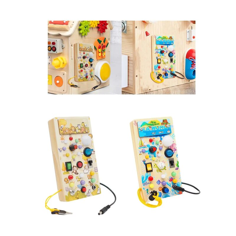 Switch Busy Board Developmental Teaching Aids Baby Activity Button Toy for Travel Nursery Preschool Kindergarten Birthday Gifts