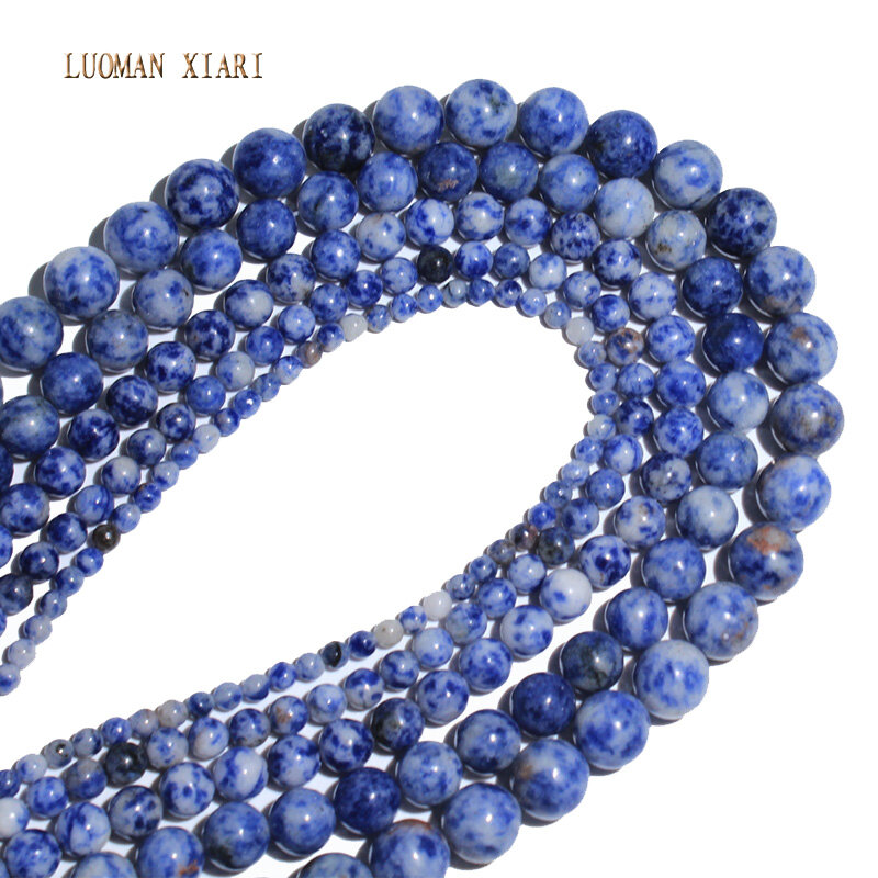 Perles rondes en pierre de sodalite naturelle, pour bijoux exécutifs, pour bracelet, collier, à faire soi-même, 4 6 8 10 brin 15 en effet
