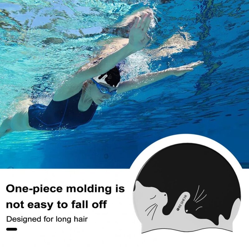 Tampão de piscina de silicone para adultos e crianças, padrão elástico dos desenhos animados, orelhas impermeáveis proteger, chapéu de mergulho, novo