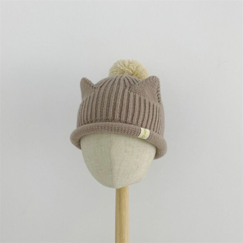 Wiatroszczelna czapka z dzianiny moda jesienno-zimowa miękki pluszowy czapka śliczne uszy niemowlęce ciepła czapeczka