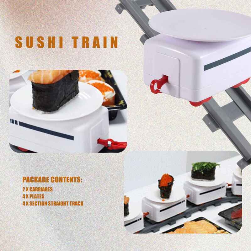 Sushi Train Rotary Sushi Toy Track Conveyor Belt Rotating Table Kid Food Train Set DIY Sushi Making Family Sushi Party B