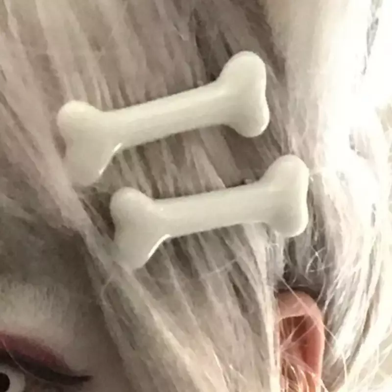 Lovely White Bone Hairpins para mulheres, presilhas Headwear, acessórios de cabelo, pino lateral do cabelo, cão vívido, moda