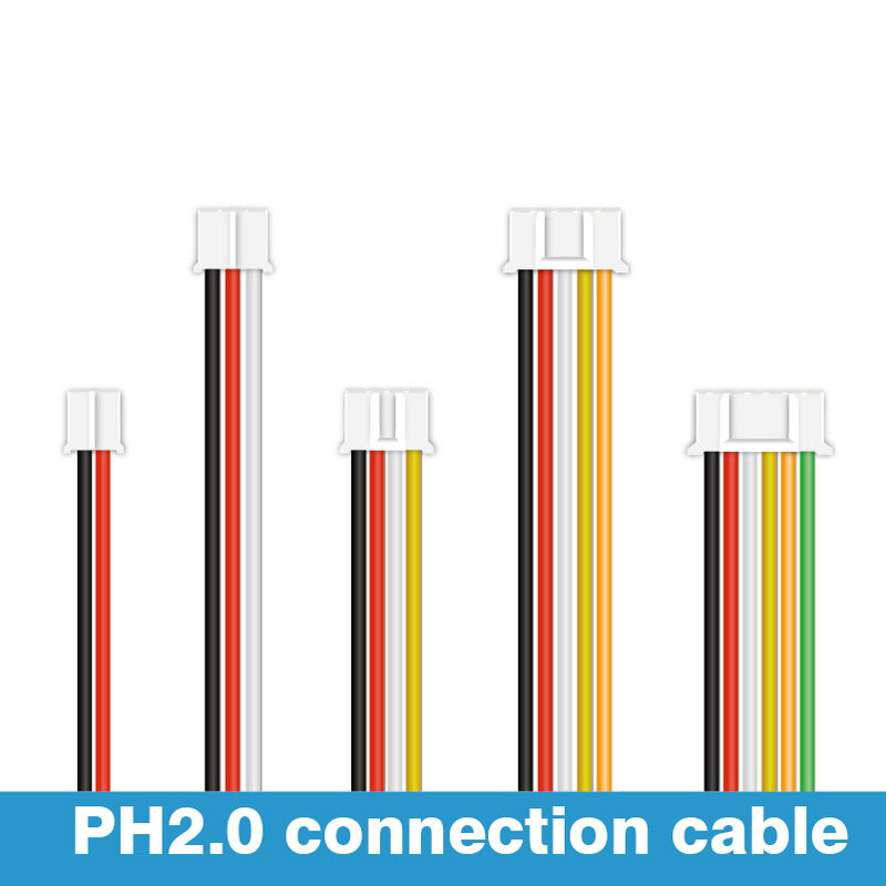 PH 2.0mm 2/3/4/5/6/7/8/9/10Pin Conector Plug com 20mm 30mm Fio de silicone 26AWG Cabos Terminal Fio Elétrico JST 2.0 PH