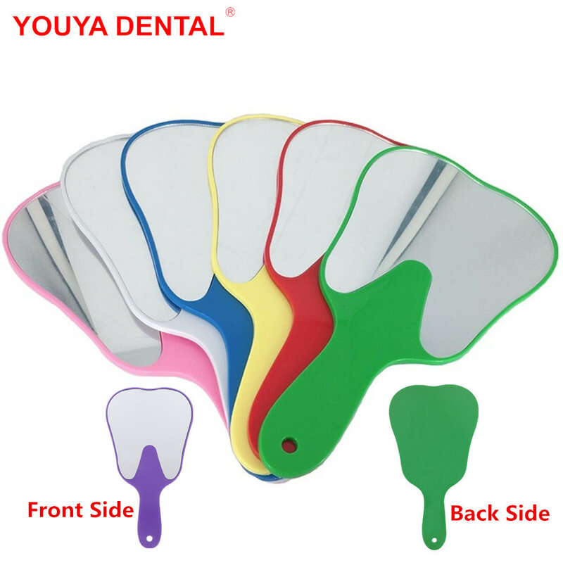 PVC Unbreakable Hand Mirror With Handle Tooth Shape Mirrors Dental Mouth Examination Makeup Mirror    Dentistry Accessories Gift