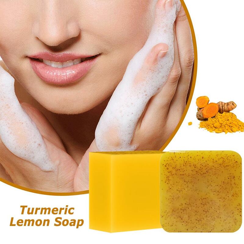Jabón de manos hidratante de cúrcuma y limón, limpia profundamente los poros, elimina la suciedad y el aceite, limpiador refrescante, inhibe los brotes