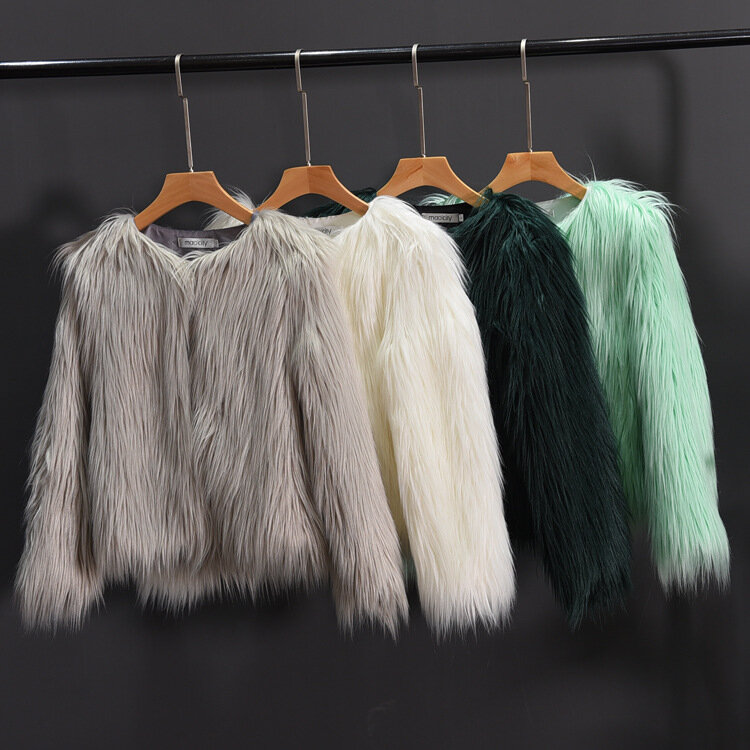 [special]Fur imitation fur Korean version washed wool women's short jacket