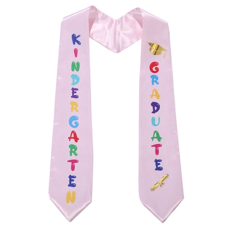 Kindergarten Congrats Grad Sash Stole Graduation Decors Colorful Words