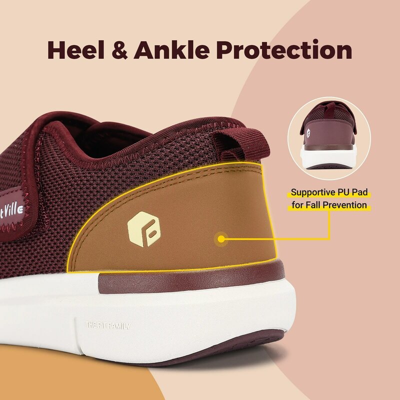 Сверхширокая женская обувь для диабетиков FitVille, регулируемая обувь для ходьбы, для ортопедических, широкостопных, пухлых, для пожилых людей, облегчение боли в ступнях