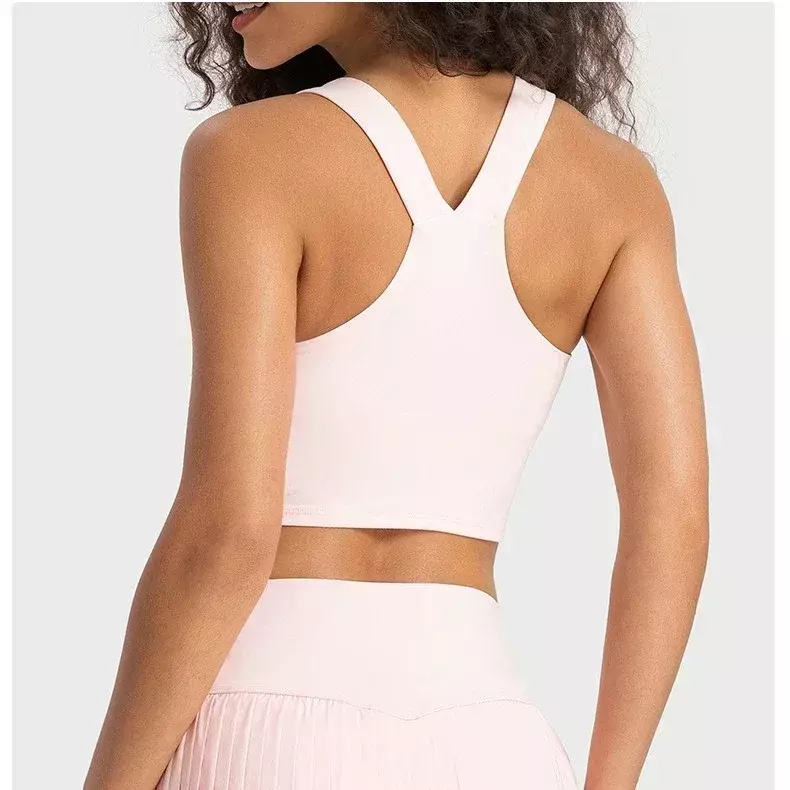 Bra Lemon pakaian Yoga kebugaran wanita, rompi berkumpul punggung seksi tali bahu lebar ketat olahraga