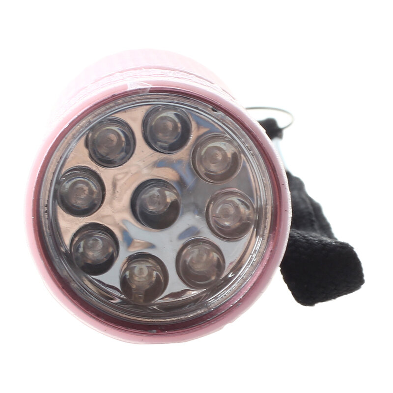 Mini lampe de poche à 9 LED, torche extérieure, revêtement en caoutchouc rose