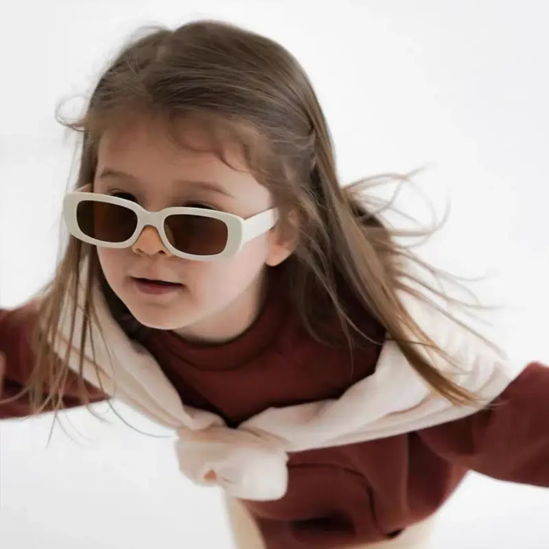 Dzieci słodkie Vintage matowy prostokąt UV400 okulary przeciwsłoneczne na zewnątrz chłopcy słodkie okulary przeciwsłoneczne klasyczne okulary przeciwsłoneczne dla dzieci