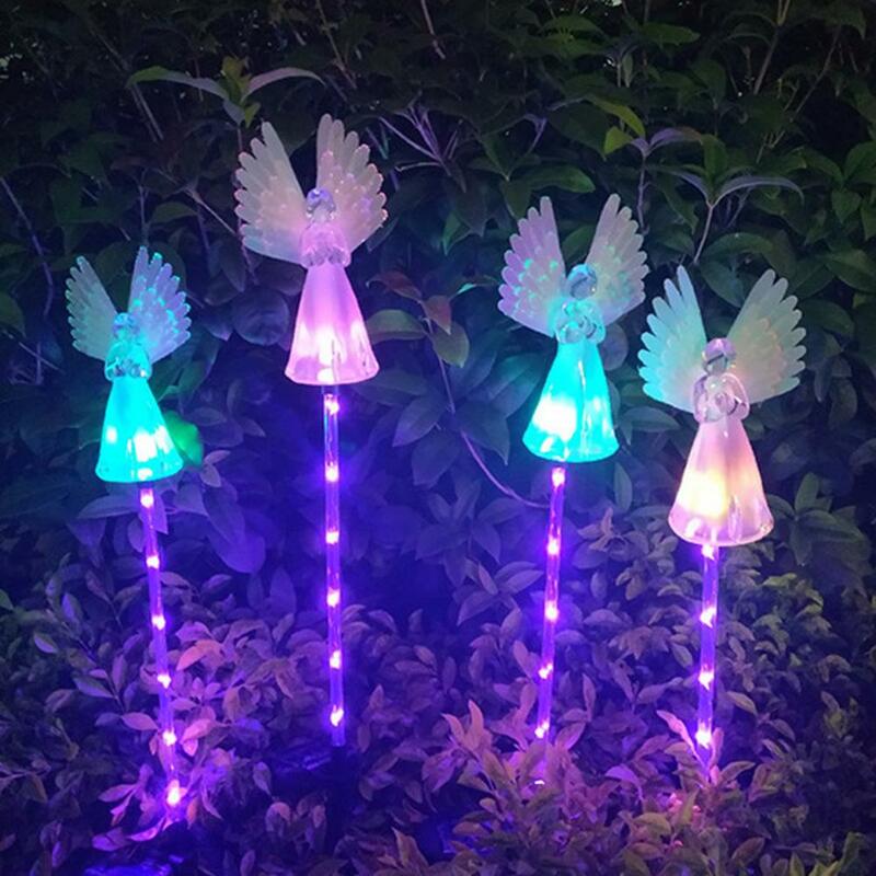 Lampada a LED colore bianco luce d'angelo attraente decorativa grande bella lampada solare da prato in stile angelo luce del palo