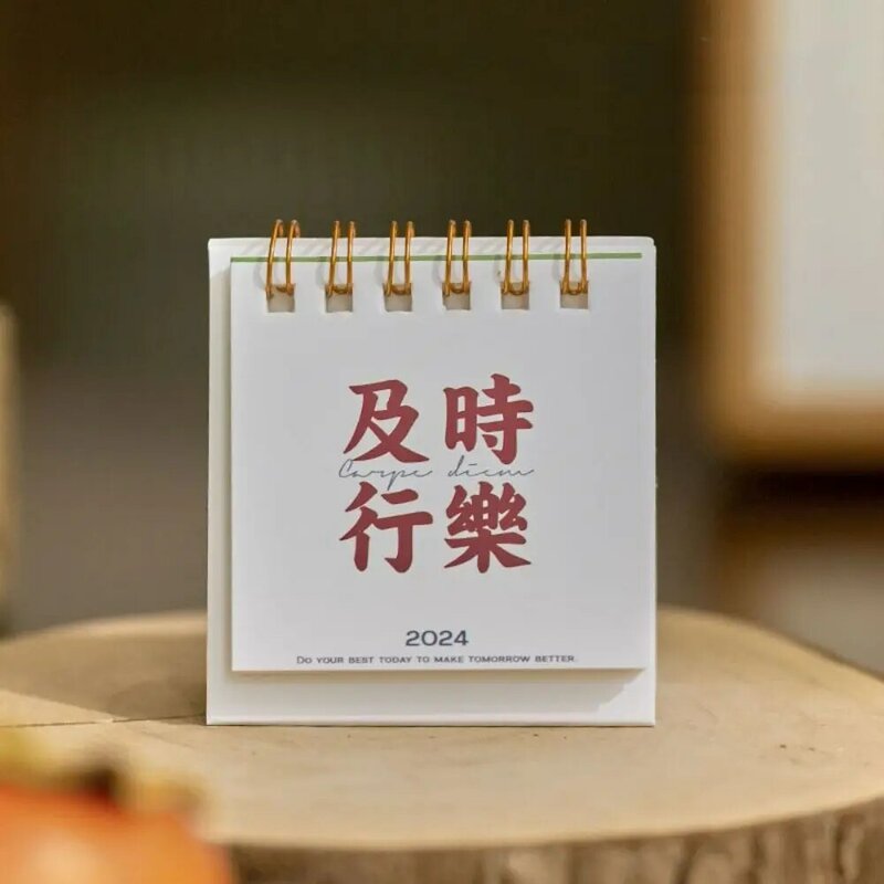 Calendario 2024 calendario da tavolo piccolo testo ispiratore Mini calendario da tavolo ornamento da tavolo pianificatore giornaliero per studenti