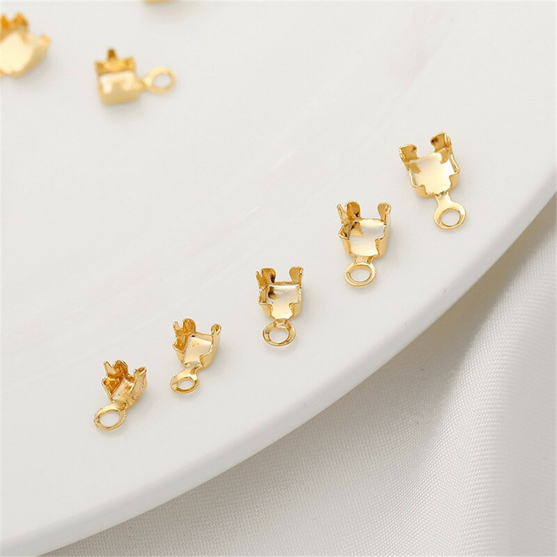 14K Zircon Gold Claw Chain Buckle Joint Diamond Chain Clip DIY Handmade Bracelet Finishing Connection Buckle Jewelry Accessories