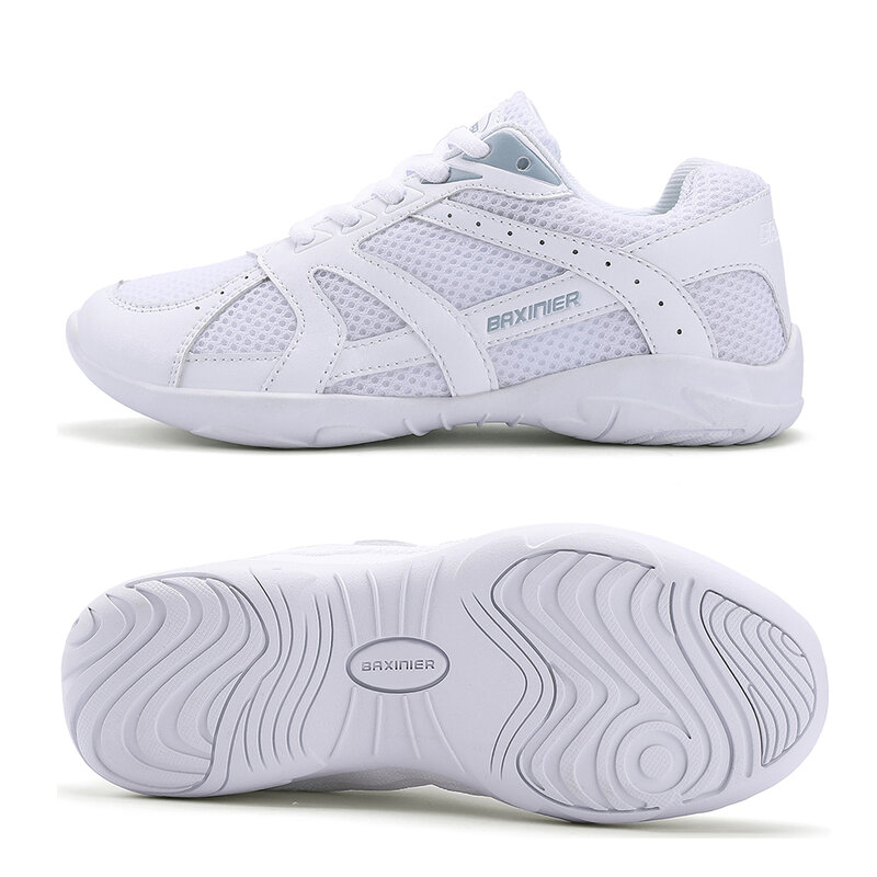 Белые кроссовки для чирлидинга BAXINIER, сетчатые дышащие кроссовки для тренировок, танцев, тенниса, легкие Молодежные кроссовки для соревнований