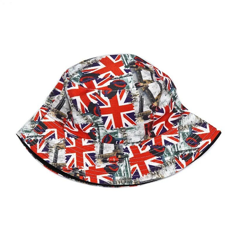 Sombrero de pescador con estampado de bandera para hombre y mujer, gorra de pescador de doble cara, estilo Hip Hop, Unisex